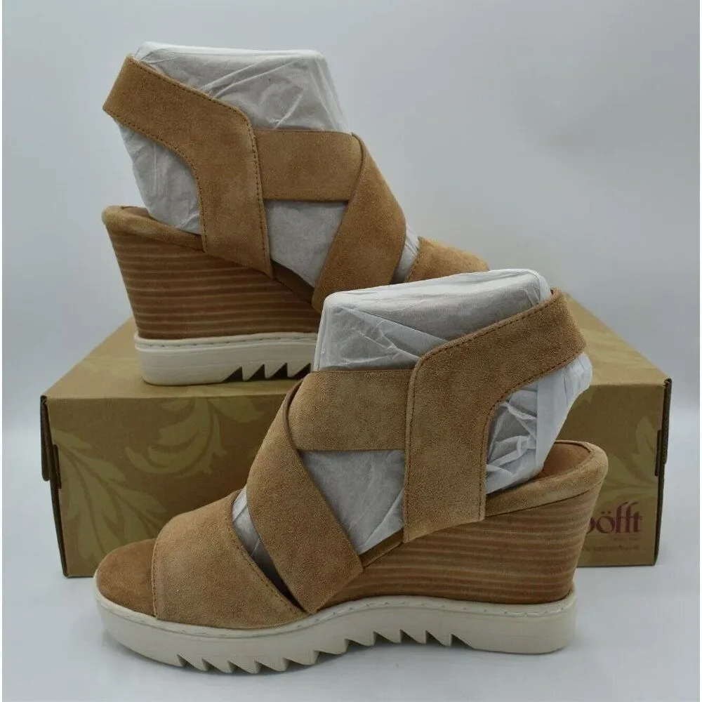 Sofft Womens Size 11 Uxley Desert‎ Suede Platform Wedge Open Toe Sandals Shoes